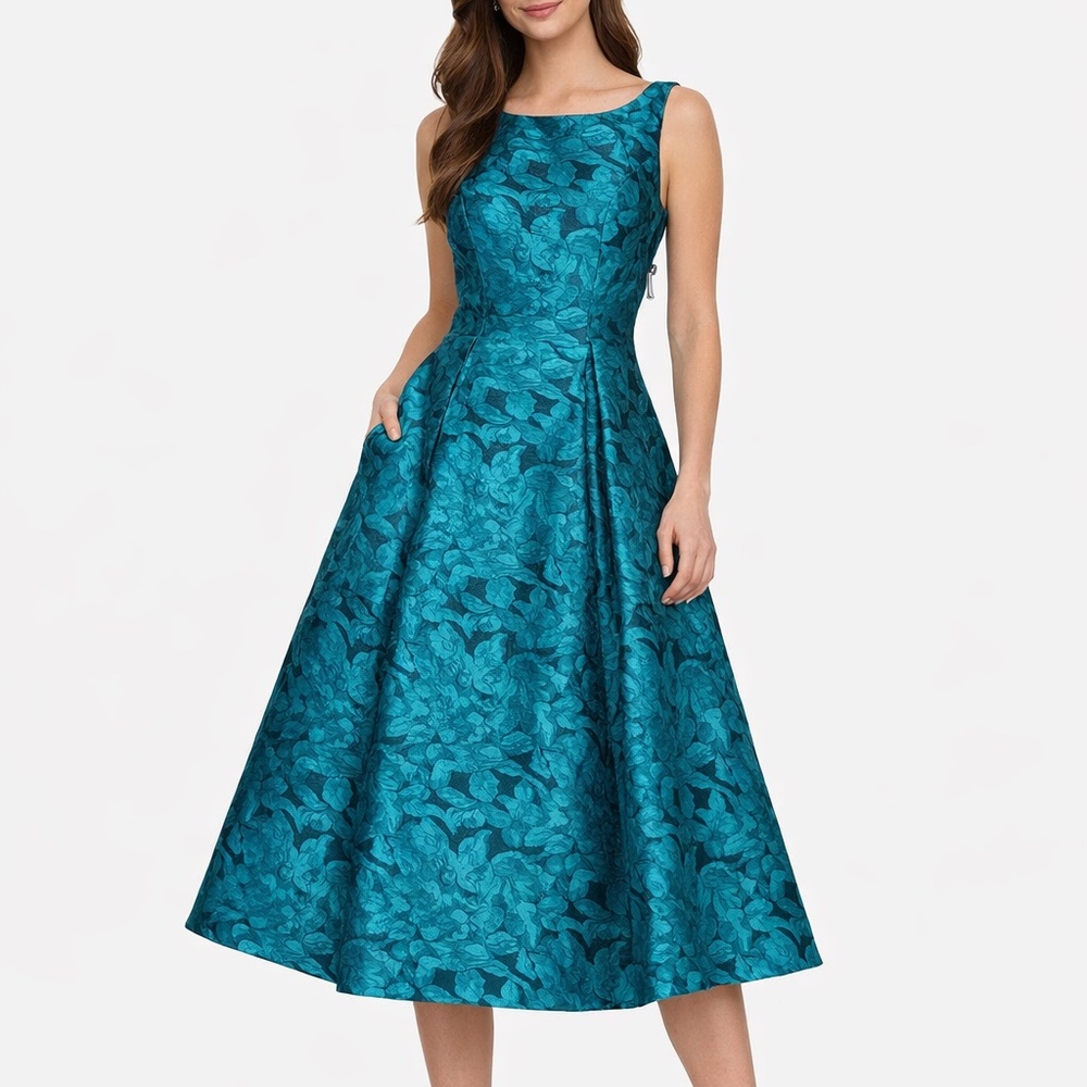 Adrianna Papell - ‎ Floral Jacquard Tea Length Dress